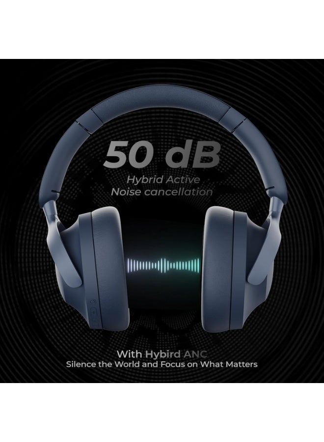 ZEBRONICS Silencio 111,Over Ear Wireless Headphone,Hybrid ANC (50dB),55*Hrs Backup,Transparency Mode,40mm Titanium Drivers,3 EQ Modes,ENC,Gaming Mode,Dual Pairing,Rapid Charge,Bluetooth v5.4 (Blue) - Image 4